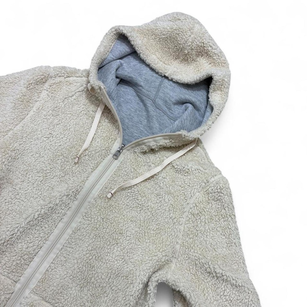 Reversible Sherpa Zip-Up Hoodie Club Room Light Gray Cream Y2K Casual Lounge M - Picture 4 of 8